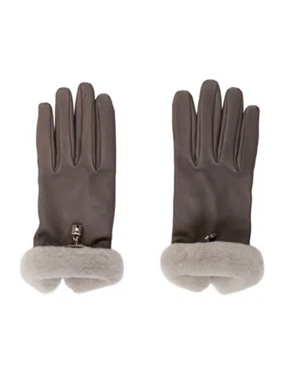 Pre-owned Hermes Princesse Gloves In Gray