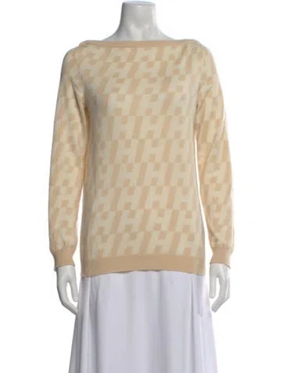 Pre-owned Hermes Printed Bateau Neckline Sweater In Neutral