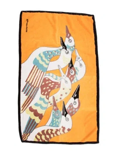 Pre-owned Hermes Printed Beach Towel In Brown
