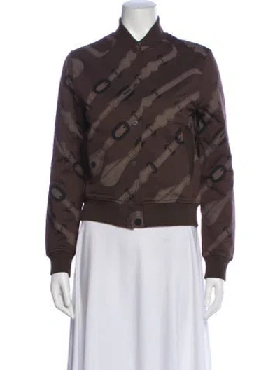 Pre-owned Hermes Printed Bomber Jacket In Brown