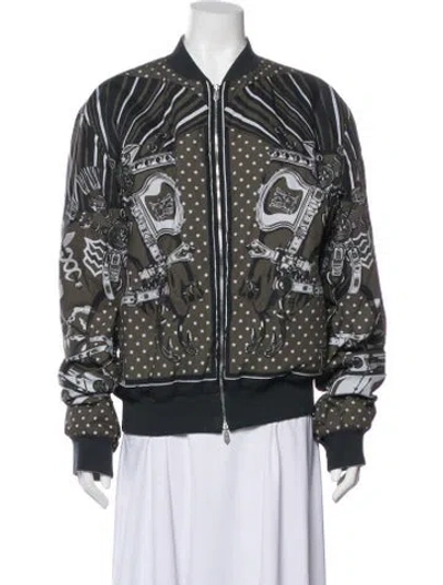 Pre-owned Hermes Printed Bomber Jacket In Gray