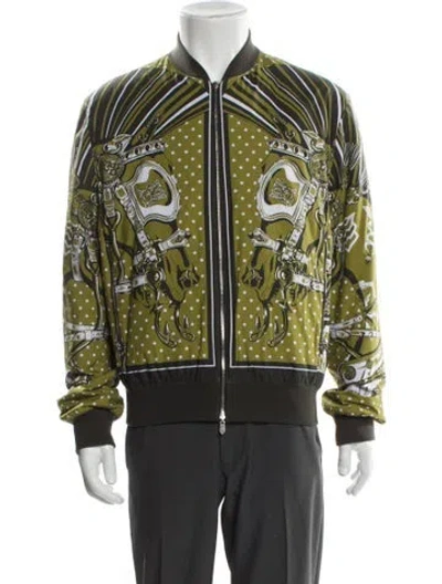 Pre-owned Hermes Printed Bomber Jacket In Green