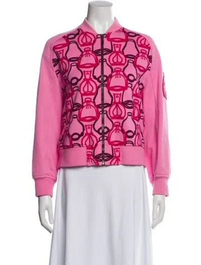 Pre-owned Hermes Printed Bomber Jacket In Pink