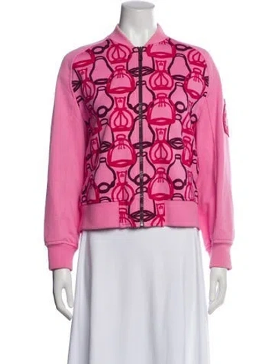 Pre-owned Hermes Printed Bomber Jacket In Pink