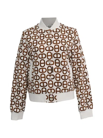 Pre-owned Hermes Printed Bomber Jacket In White