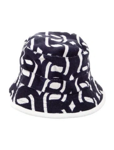 Pre-owned Hermes Printed Bucket Hat In Blue