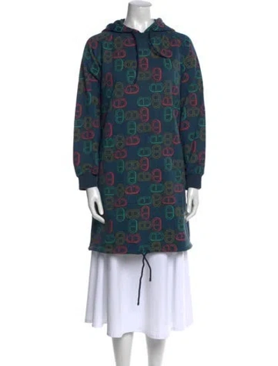 Pre-owned Hermes Printed Crew Neck Sweater W/ Tags In Blue