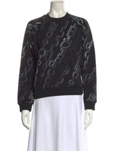 Pre-owned Hermes Printed Crew Neck Sweatshirt In Black
