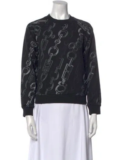 Pre-owned Hermes Printed Crew Neck Sweatshirt In Black