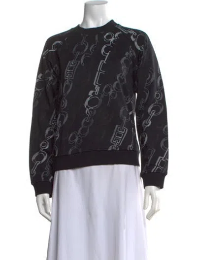 Pre-owned Hermes Printed Crew Neck Sweatshirt In Black
