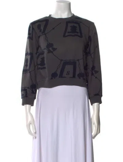 Pre-owned Hermes Printed Crew Neck Sweatshirt In Gray