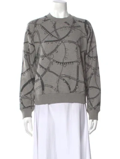 Pre-owned Hermes Printed Crew Neck Sweatshirt In Gray
