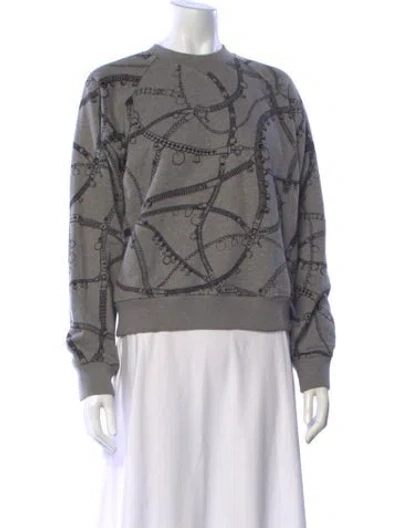 Pre-owned Hermes Printed Crew Neck Sweatshirt In Gray