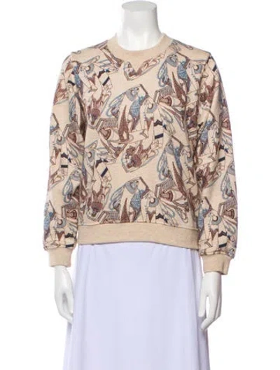 Pre-owned Hermes Printed Crew Neck Sweatshirt In Neutral