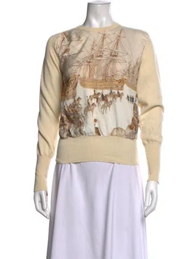 Pre-owned Hermes Printed Crew Neck Sweatshirt In Neutral