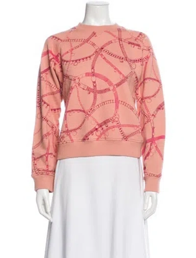 Pre-owned Hermes Printed Crew Neck Sweatshirt In Pink