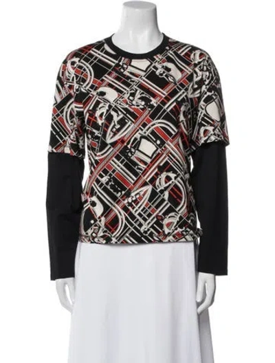 Pre-owned Hermes Printed Crew Neck Sweatshirt W/ Tags In Black
