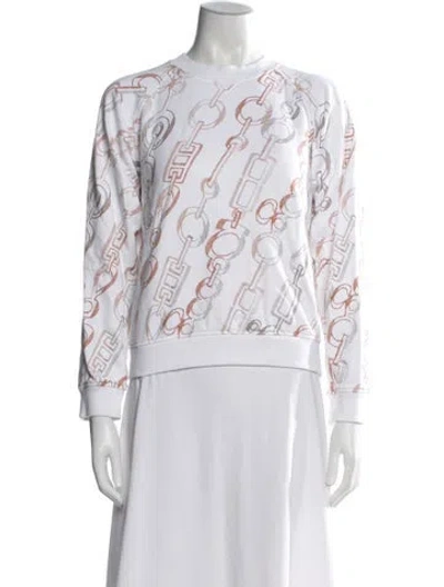 Pre-owned Hermes Printed Crew Neck Sweatshirt In White