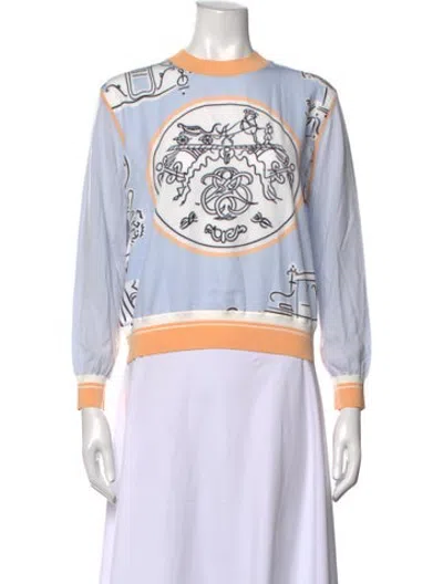 Pre-owned Hermes Printed Crew Neck Sweatshirt In White