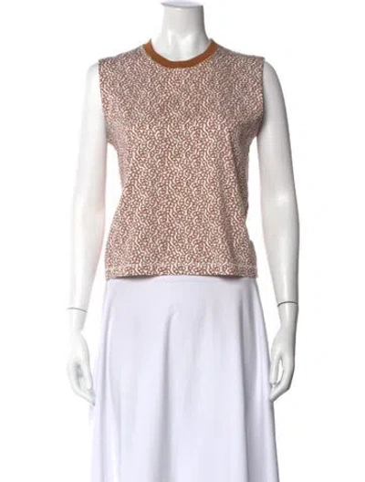 Pre-owned Hermes Printed Crew Neck Top In White