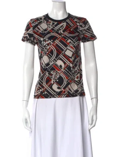 Pre-owned Hermes Printed Crew Neck T-shirt In Black