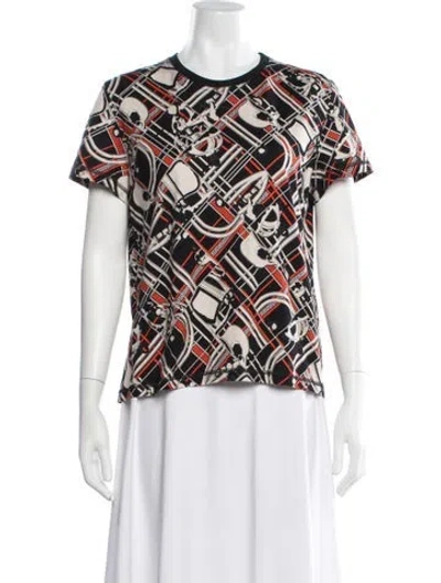Pre-owned Hermes Printed Crew Neck T-shirt In Black