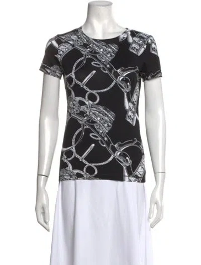 Pre-owned Hermes Printed Crew Neck T-shirt In Black