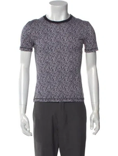 Pre-owned Hermes Printed Crew Neck T-shirt In Blue