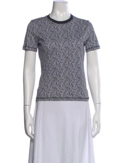Pre-owned Hermes Printed Crew Neck T-shirt In Blue
