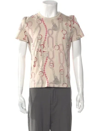 Pre-owned Hermes Printed Crew Neck T-shirt In Neutral