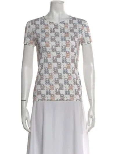 Pre-owned Hermes Printed Crew Neck T-shirt In Neutral