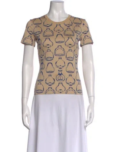 Pre-owned Hermes Printed Crew Neck T-shirt In Neutral