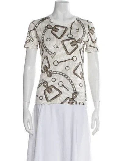 Pre-owned Hermes Printed Crew Neck T-shirt In Neutral