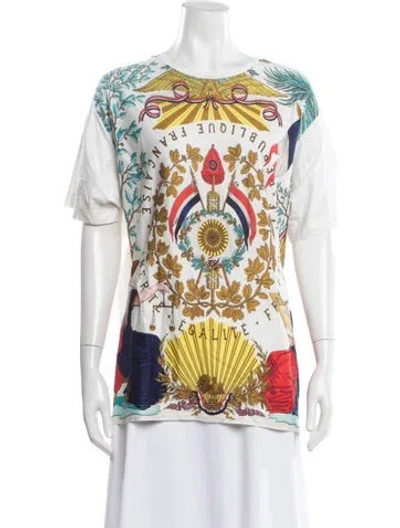 Pre-owned Hermes Printed Crew Neck T-shirt In Neutral