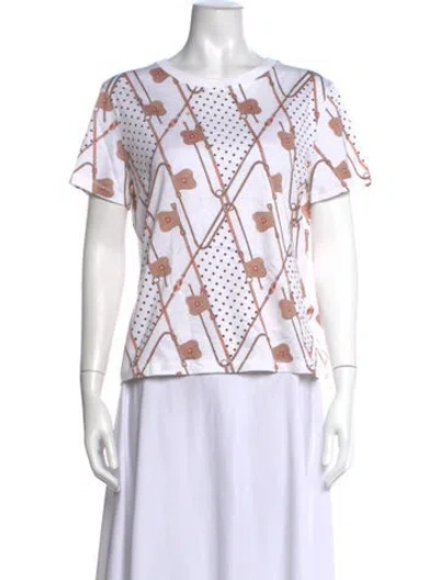 Pre-owned Hermes Printed Crew Neck T-shirt In Neutrals