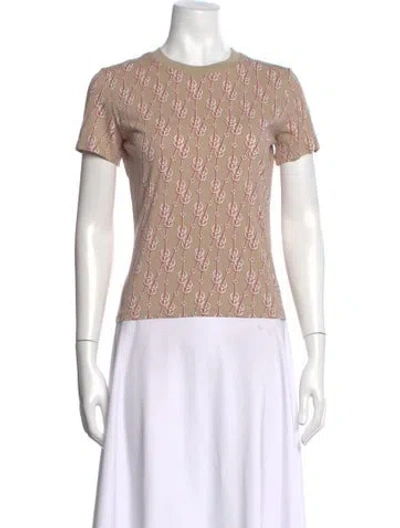 Pre-owned Hermes Printed Crew Neck T-shirt In Neutrals