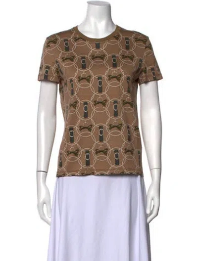 Pre-owned Hermes Printed Crew Neck T-shirt In Neutrals