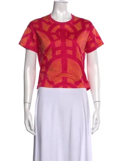 Pre-owned Hermes Printed Crew Neck T-shirt W/ Tags In Red