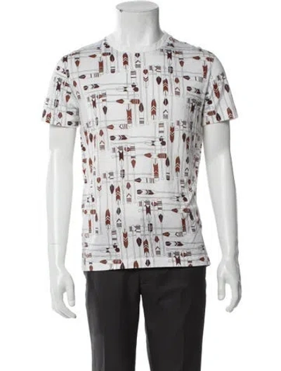 Pre-owned Hermes Printed Crew Neck T-shirt In White