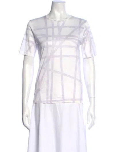 Pre-owned Hermes Printed Crew Neck T-shirt In White