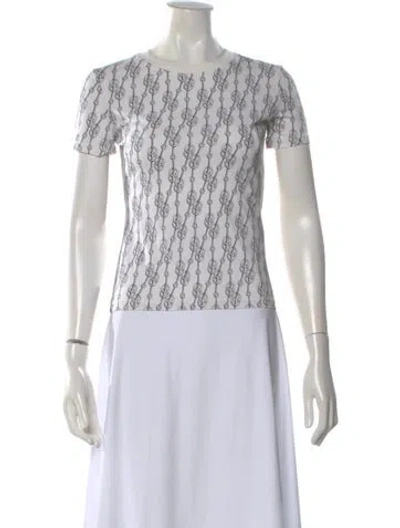 Pre-owned Hermes Printed Crew Neck T-shirt In White