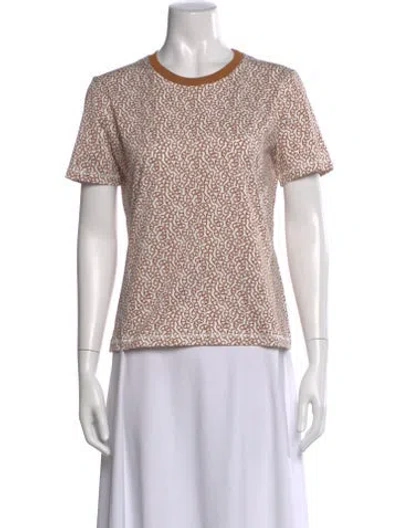 Pre-owned Hermes Printed Crew Neck T-shirt In White