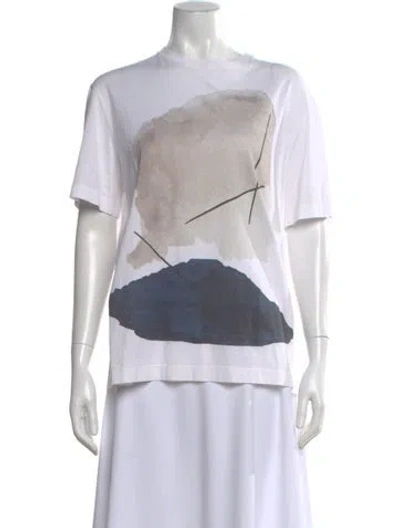 Pre-owned Hermes Printed Crew Neck T-shirt In White