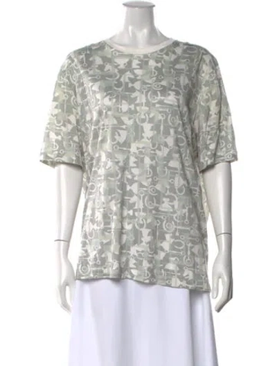 Pre-owned Hermes Printed Crew Neck T-shirt In White