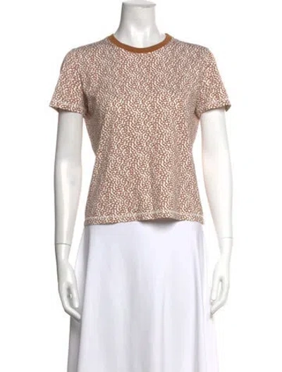 Pre-owned Hermes Printed Crew Neck T-shirt In White