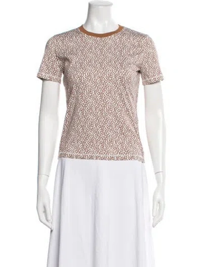 Pre-owned Hermes Printed Crew Neck T-shirt In White