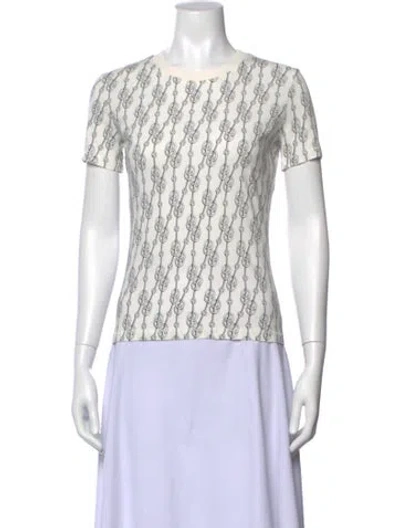 Pre-owned Hermes Printed Crew Neck T-shirt In White