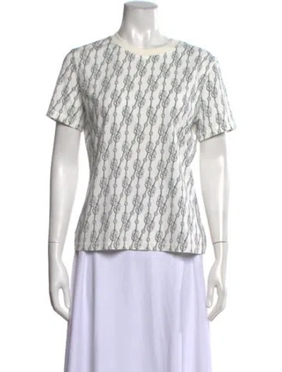 Pre-owned Hermes Printed Crew Neck T-shirt In White