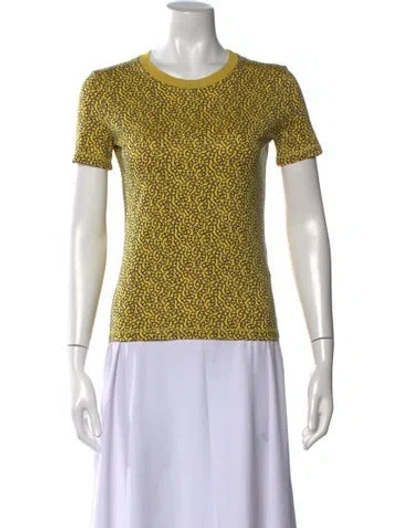 Pre-owned Hermes Printed Crew Neck T-shirt In Yellow