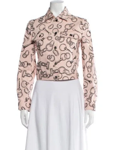 Pre-owned Hermes Printed Denim Jacket In Pink